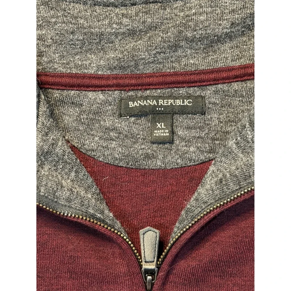 Banana Republic Quarter Zip Pullover‎ Burgundy Casual Night Out XL Mens